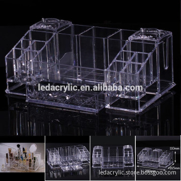 Acrylic Jewelry Makeup Display Case Pencil Brush Cotton Box Cosmetic Organizer